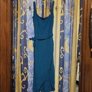 See You Monday Teal Sleeveless Midi Dress Size Small